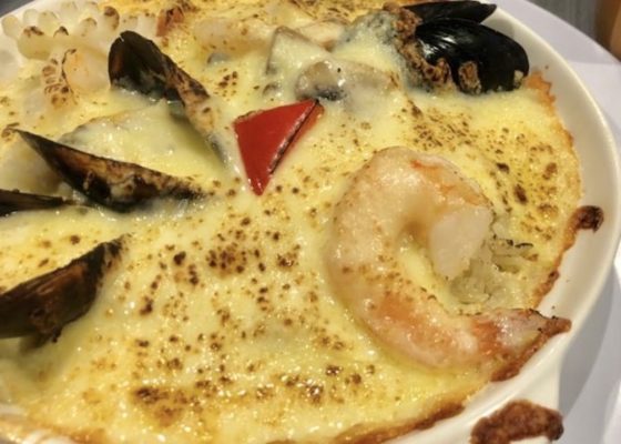 Cheese Baked Seafood Rice