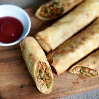 Chicken and Vegetable Spring Rolls with Homemade Spring Roll Wrappers 200x200 Snacks and Savories