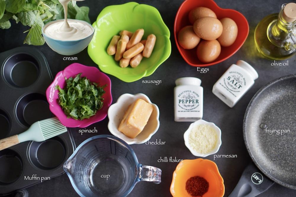 Breakfast Egg Bites (Sausage and Spinach) ingredients